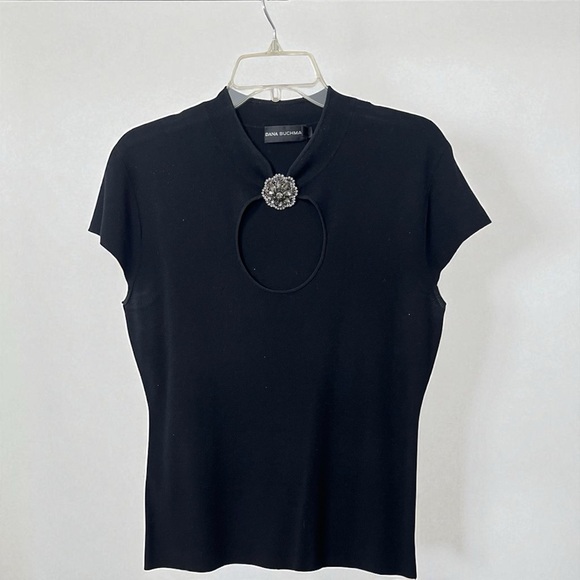 Elegant Black Blouse with Jewel Detail - Picture 1 of 15